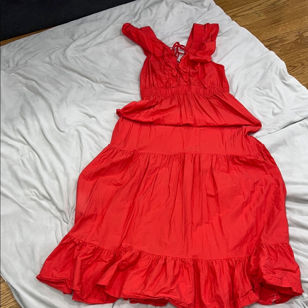 Red Ruffled Sleeveless Dress